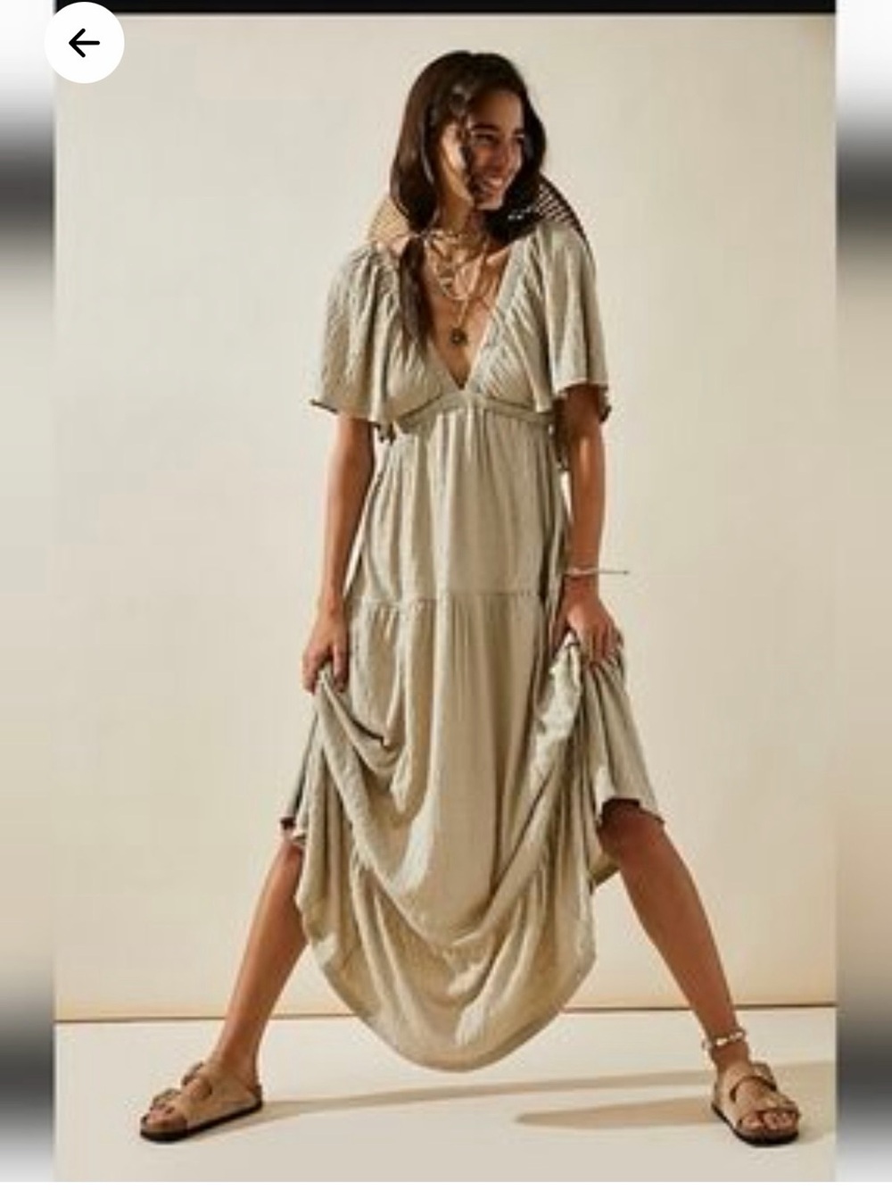 Free People free-est La La Tiered Flutter Sleeve Maxi Dress